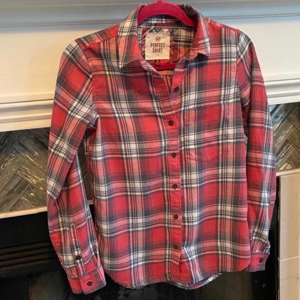 Lightweight PERFECT Preppy SHIRT Soft Button Down PLAID XS